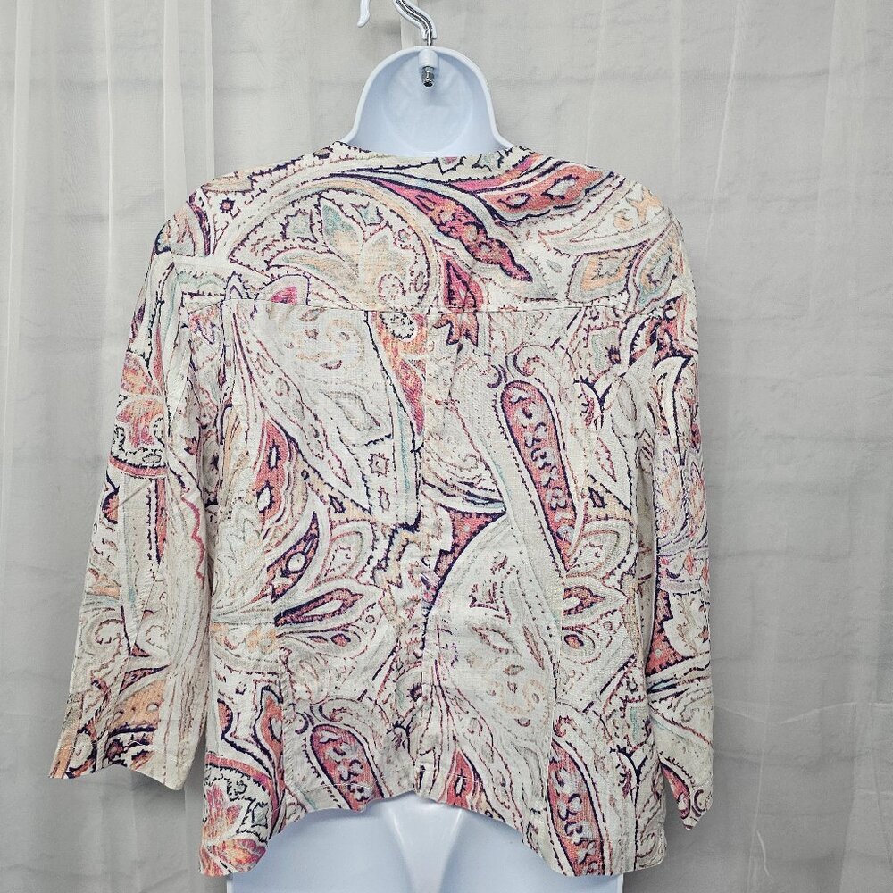 Chico's Jacket Shacket Pink Linen Boho Coastal Beach 2 (L) - Picture 11 of 16